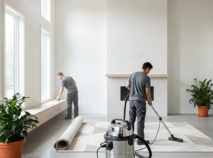 Room cleared of construction dust after a remodel